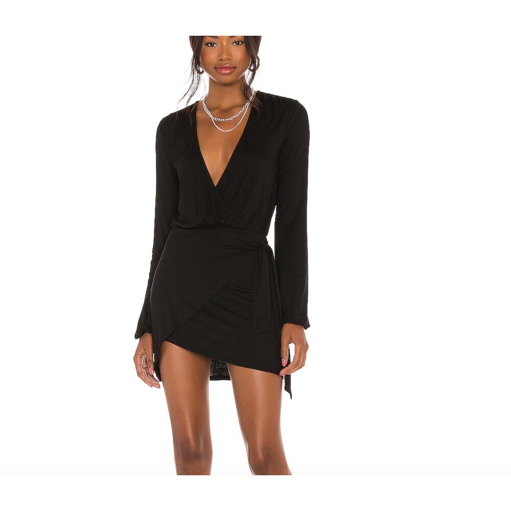 Lovers And Friends Emmy Black Faux Wrap Mini Dress Party Going Out Club Size XS